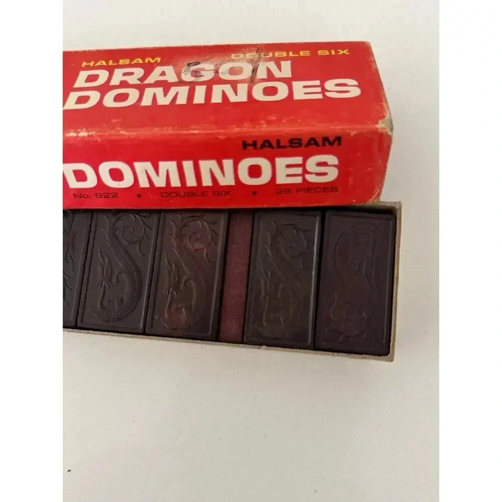 Vintage Playskool Halsam Double Six Dragon Dominoes